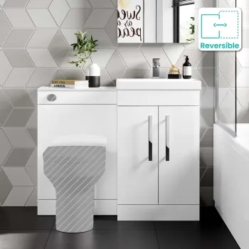 Avon Gloss White Basin Vanity and Back To Wall Unit 1000mm