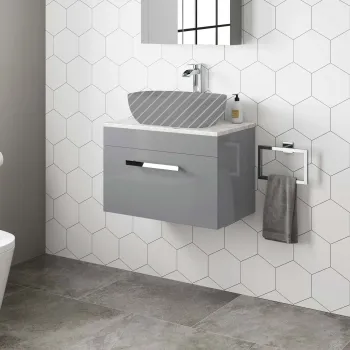 Avon Stone Grey Wall Hung Drawer with Marble Top 600mm - Excludes Counter Top Basin