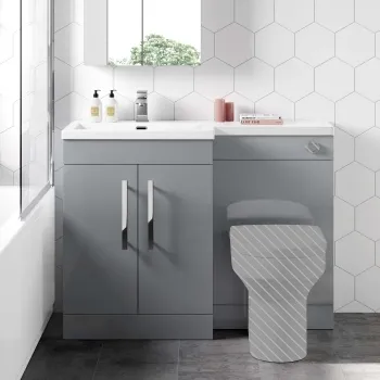 Avon Stone Grey Basin Vanity and Back To Wall Unit 1100mm - Left Handed