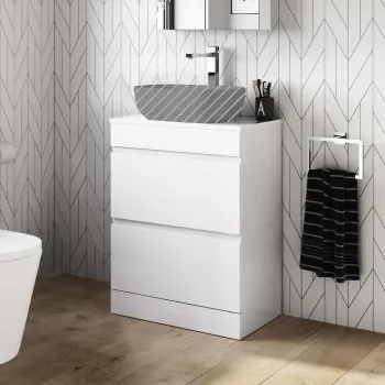 Trent Gloss White Drawer 600mm - Excludes Counter Top Basin