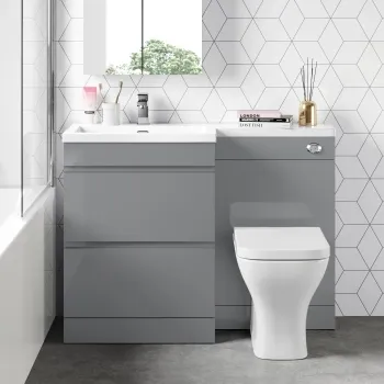Trent Stone Grey Combination Basin Drawer and Atlanta Toilet 1100mm - Left Handed