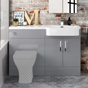 Harper Stone Grey Basin Vanity and Back To Wall Toilet Unit 1200mm - Right Handed