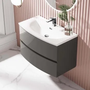 Bali Tungsten Grey Wall Hung Basin Drawer Vanity 800mm