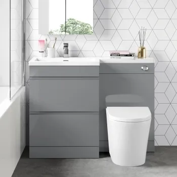 Trent Stone Grey Combination Basin Drawer and Boston Toilet 1100mm - Left Handed