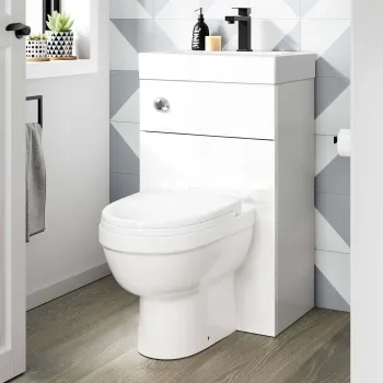 Ohio Gloss White 2-In-1 Combined Wash Basin & Seattle Toilet 500mm