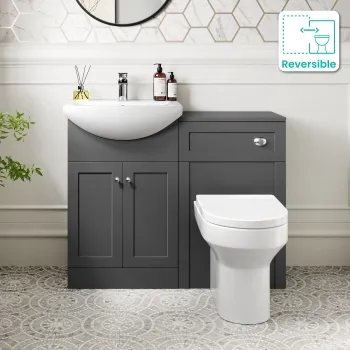 Capri Slate Grey Combination Vanity Basin and Denver Toilet 1050mm - Chrome Handles