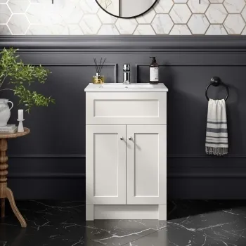 Milos Cotton White Basin Vanity 500mm - Chrome Handles