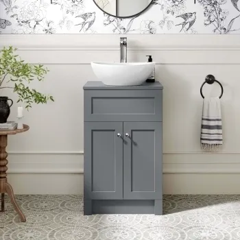 Milos Fog Grey Vanity with Oval Basin 500mm - Chrome Handles