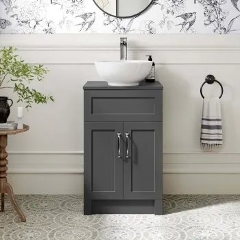 Milos Slate Grey Vanity with Mesa Basin 500mm - Traditional Handles