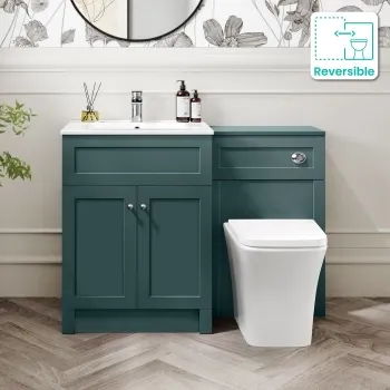 Milos Mystic Green Combination Vanity Basin and Houston Toilet 1100mm - Chrome Handles