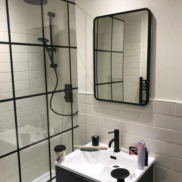 Olivia Black Framed Mirror Cabinet 710x500mm