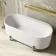 Shore 1700 Matt White Freestanding Bath - Gold Feet