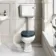 Hudson Traditional Low-Level Toilet With Inky Blue Seat & Pedestal Basin - Double Tap Hole