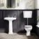 Hudson Traditional Low-Level Toilet With Cotton White Seat & Pedestal Basin - Double Tap Hole