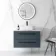Elba Inky Blue Wall Hung Drawer Vanity with Marble Top & Curved Counter Top Basin 800mm - Black Accents