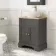 Lucia Graphite Grey Vanity with Oak Effect Top & Oval Counter Top Basin 640mm - Brushed Brass Accents
