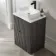 Crete Fluted Charcoal Elm Vanity Drawer with Marble Top & Reno Basin 600mm