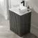 Crete Fluted Charcoal Elm Vanity with Marble Top & Reno Basin 600mm