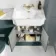 Monaco Midnight Green Combination Vanity Traditional Basin with Marble Top & Hudson Toilet with Wooden Seat 1200mm - Brass Knurled Handles