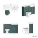 Monaco Midnight Green Combination Vanity Traditional Basin with Marble Top & Hudson Toilet with Wooden Seat 1200mm - Brass Knurled Handles