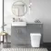 Harper Stone Grey Combination Vanity Basin with Marble Top & Houston Toilet 1200mm - Brushed Brass Accents