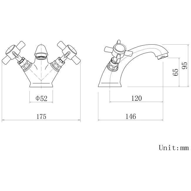 Nene Traditional Chrome Basin Mixer Tap