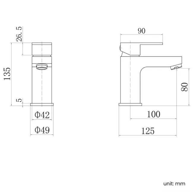 Lea Matt Black Basin Mixer Tap