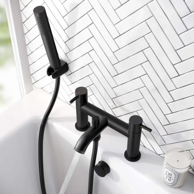 Trent Matt Black Bath Filler & Handheld Shower