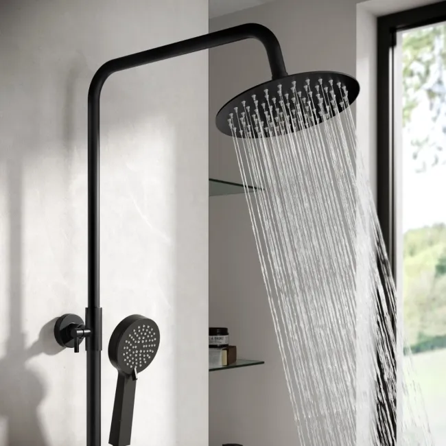 Doon Round Matt Black Thermostatic Bath Filler Shower Set