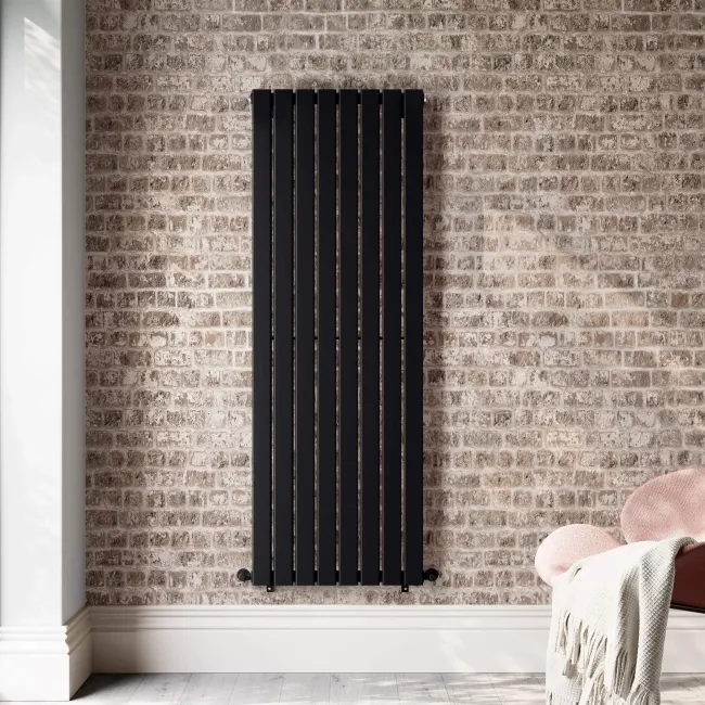 Faro Matt Black Double Flat Panel Vertical Radiator 1600x560mm
