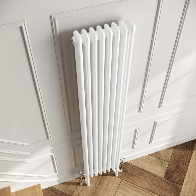Athens White Triple Column Vertical Traditional Radiator 1800x380mm