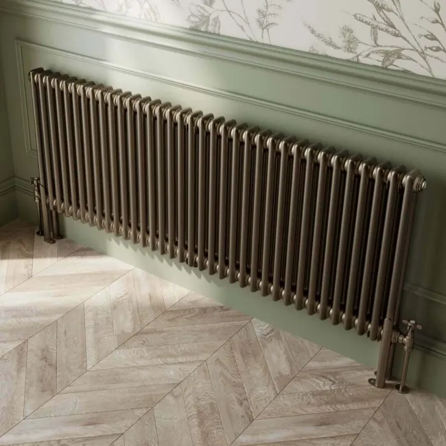 Athens Antique Gold Double Column Horizontal Traditional Radiator 600x1595mm