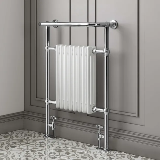 Gibraltar Large White Traditional Heated Towel Radiator (With Overhanging Rail) 