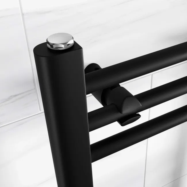 Barcelona Matt Black Straight Heated Towel Rail 800x600mm