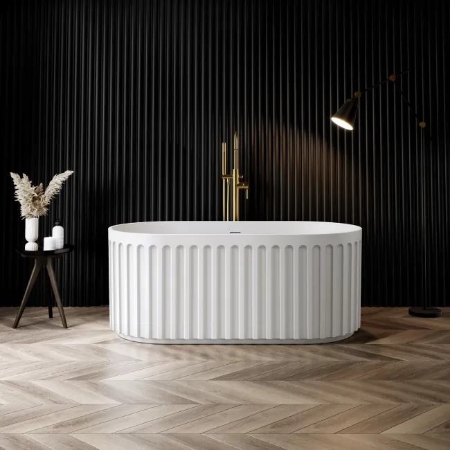 Brent 1500mm Fluted Matt White Freestanding Bath