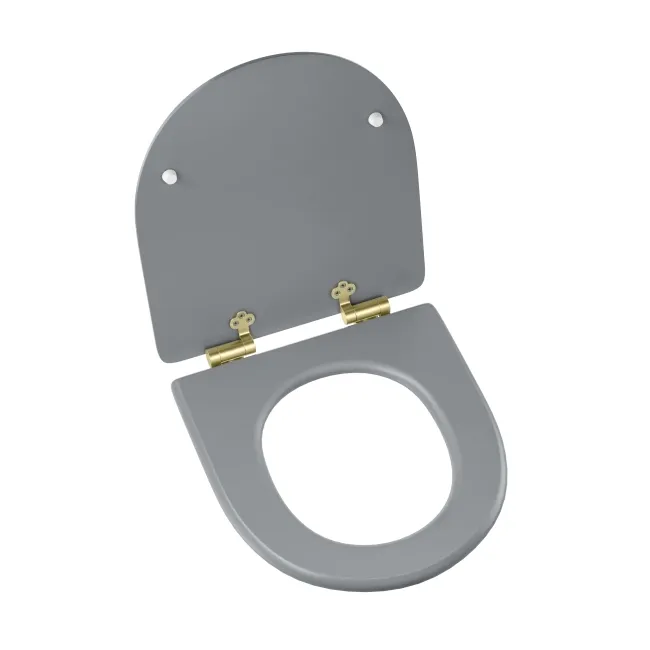 Kansas Traditional Dove Grey Wooden Soft Close Seat with Brushed Brass Hinges