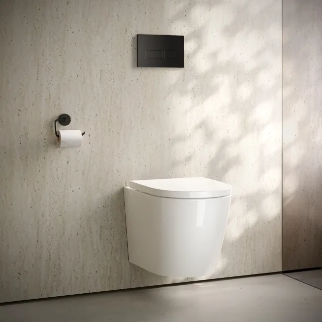 Idaho Matt Black Square Button Flush Plate