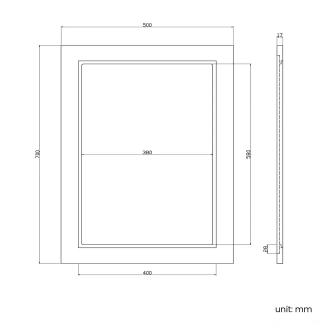 Cashmere Pink Bathroom Mirror 700x500mm
