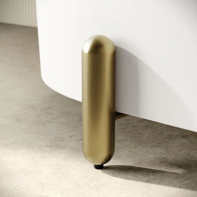 Shore 1700 Matt White Freestanding Bath - Gold Feet