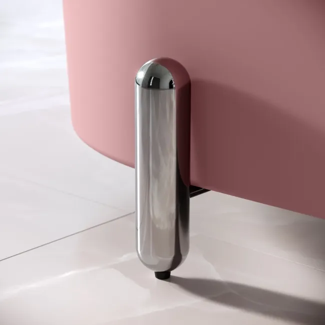 Shore 1700 Matt Pink Freestanding Bath - Chrome Feet