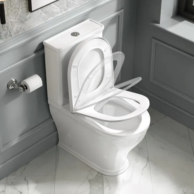 Kansas Traditional Rimless Close Coupled Toilet With Premium Soft Close Seat