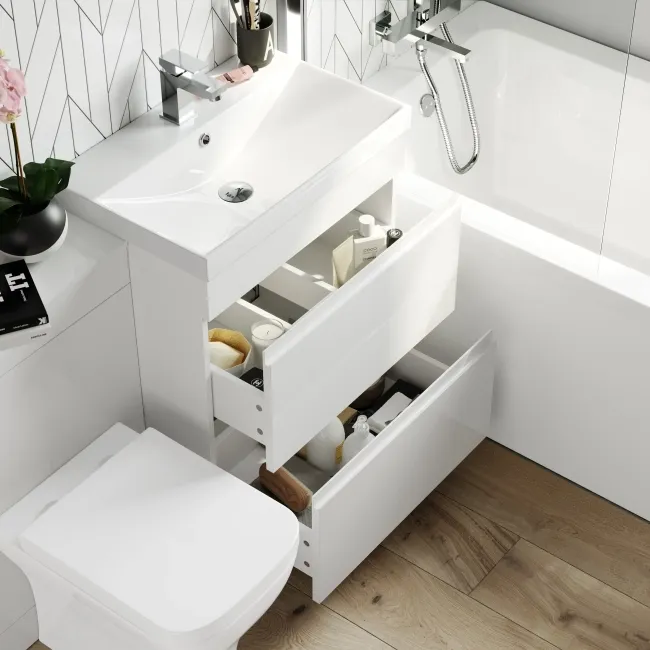 Trent Gloss White Combination Basin Drawer and Atlanta Toilet 1100mm