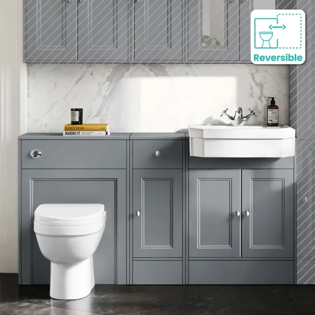 Monaco Dove Grey Combination Vanity Traditional Basin and Seattle Toilet 1500mm