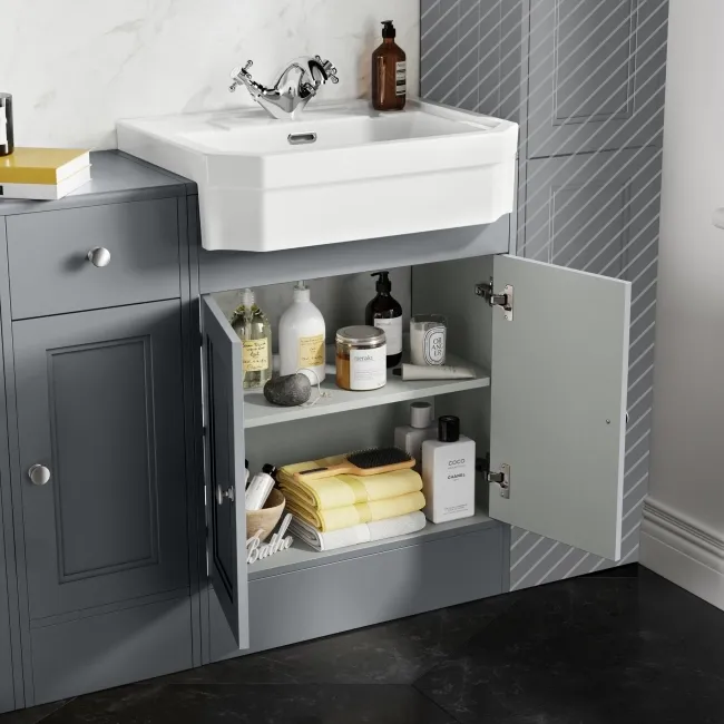 Monaco Dove Grey Combination Vanity Traditional Basin and Seattle Toilet 1500mm