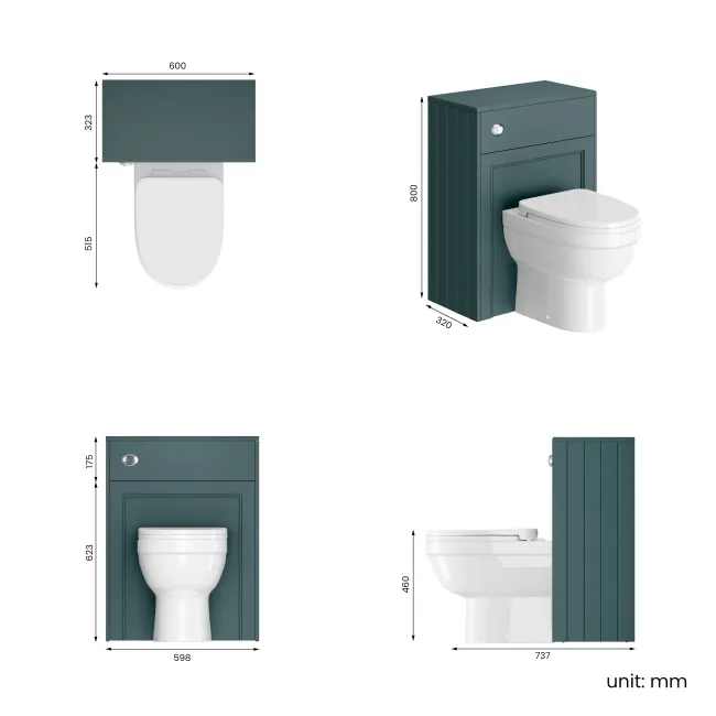 Traditional Midnight Green Back To Wall Unit and Seattle Toilet