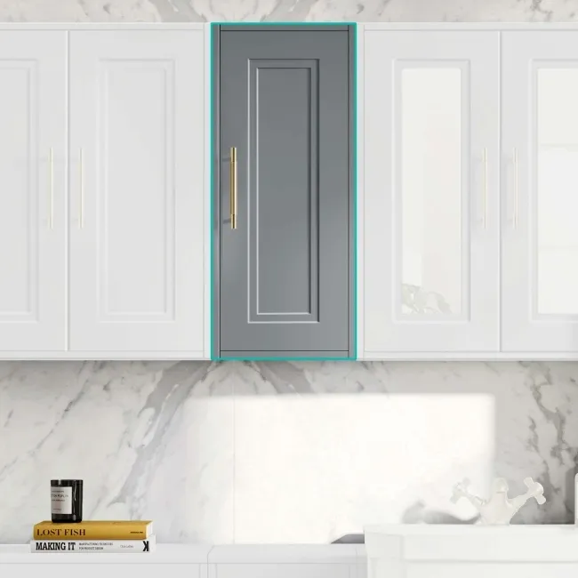 Dove Grey Wall Hung Cabinet 700x300mm - Brass Knurled Handles