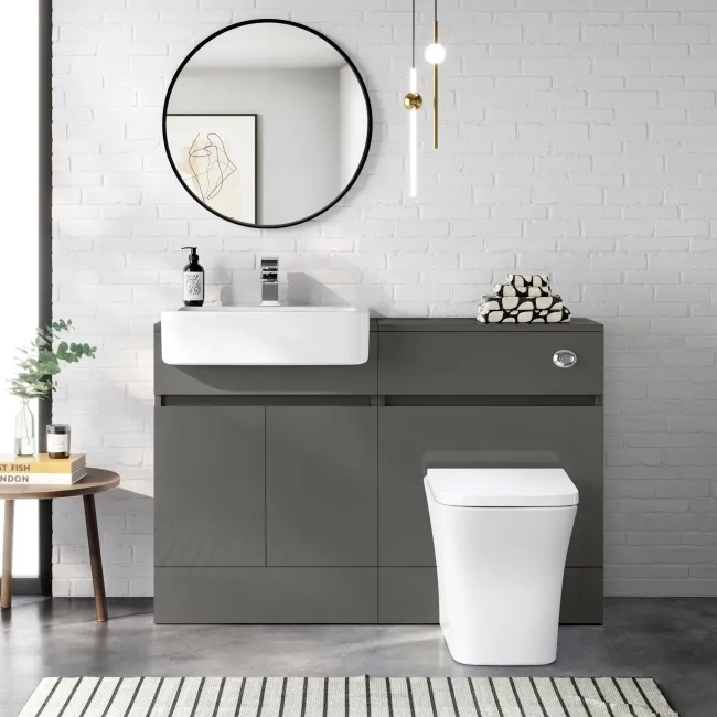 Foster Tungsten Grey Back To Wall Unit and Houston Toilet