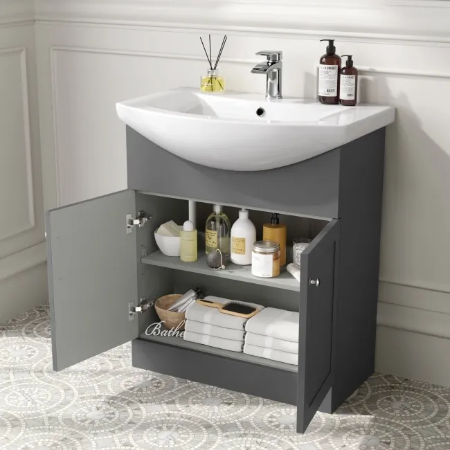 Capri Slate Grey Combination Vanity Basin and Houston Toilet 1350mm - Chrome Handles