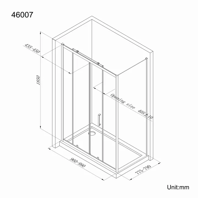 London Matt Black 6mm Sliding Shower Enclosure 1000x800mm