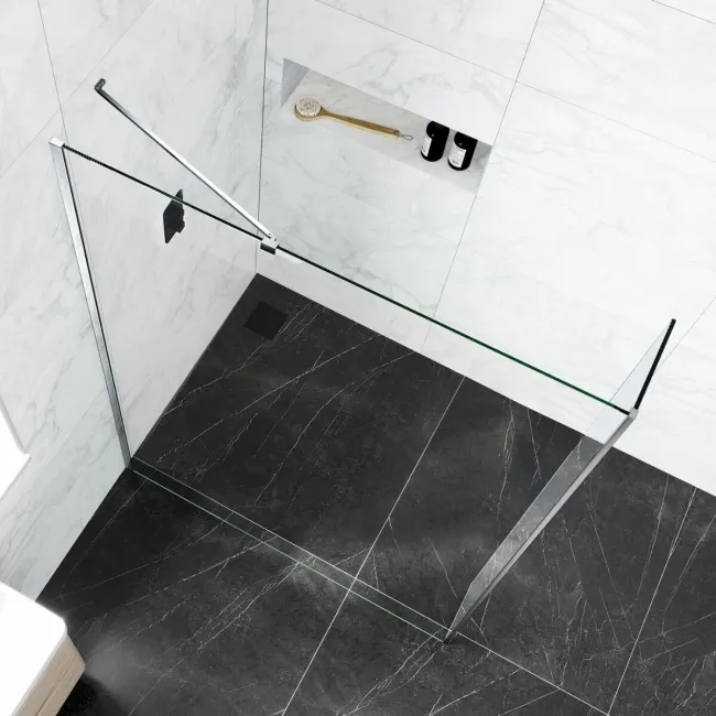 Copenhagen Easy Clean 8mm Wet Room Shower Glass Panel 1400mm & 250mm Return Panel